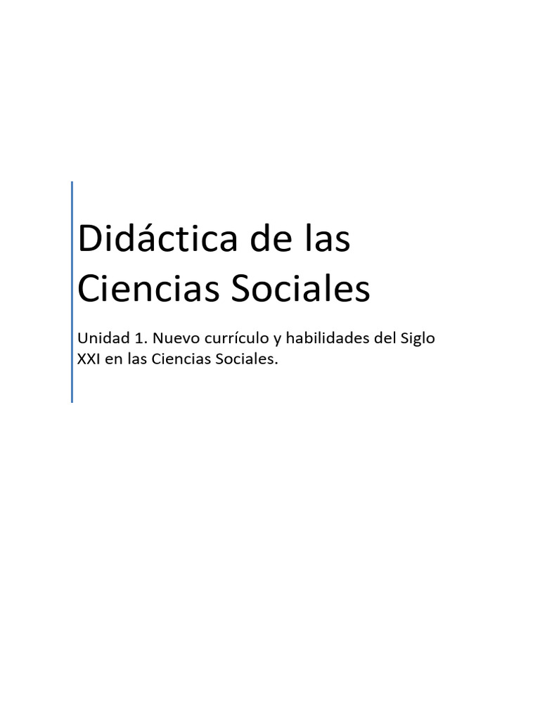 Didáctica de Las Ciencias Sociales - Unidad 1 | PDF