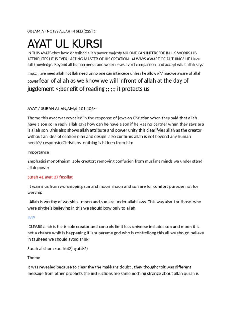 0islamiat Notes Allah in Self 1-5 Surah | PDF | Monotheism | Quran