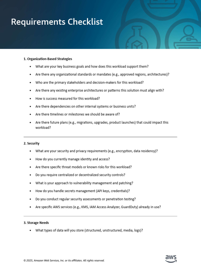 Requirements Checklist | PDF | Amazon Web Services | Information Technology