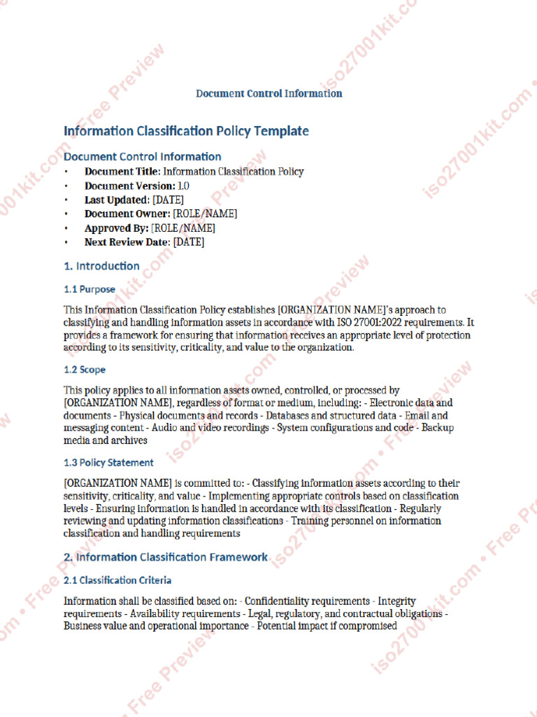 Information Classification Policy - Watermarked | PDF