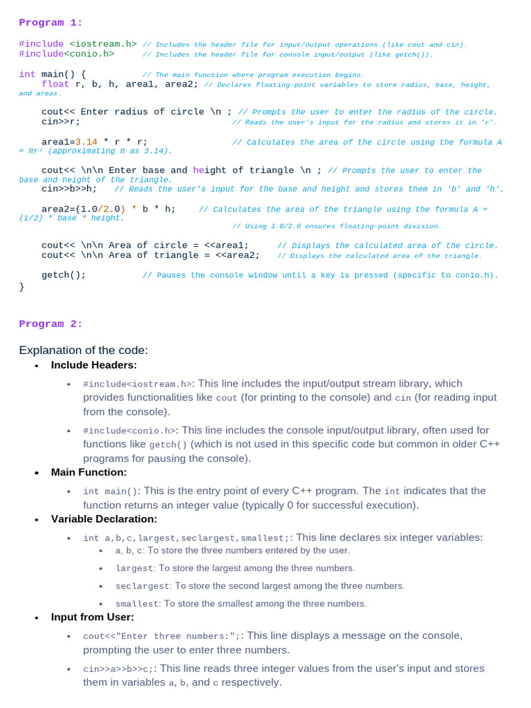 Program Xplaination Prta | PDF | C++ | Integer (Computer Science)