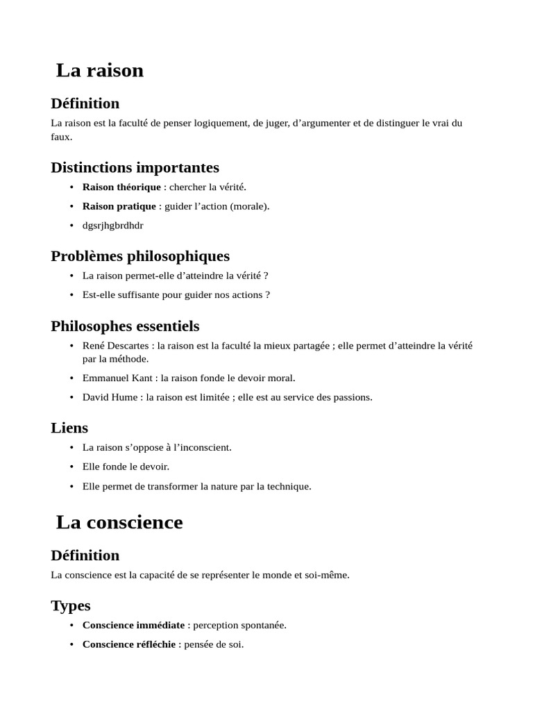 La Raison: Définition | PDF | Conscience | Raison
