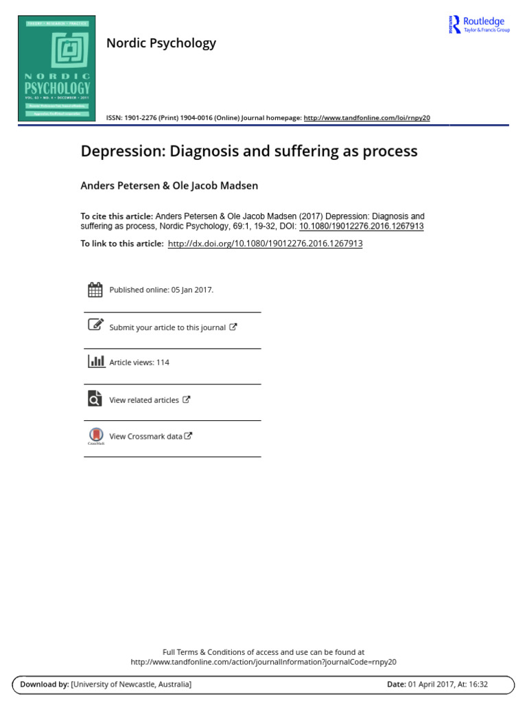 Depression - Diagnosis and Suffering As Process | PDF | Major ...