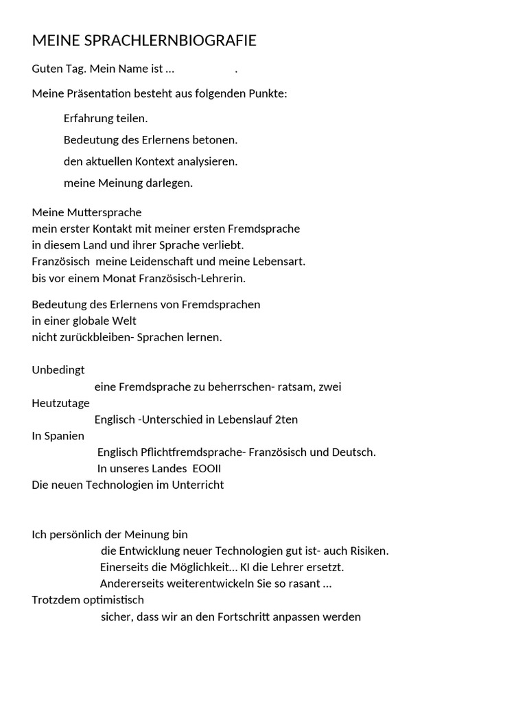 Meine Sprachlernbiografie | PDF