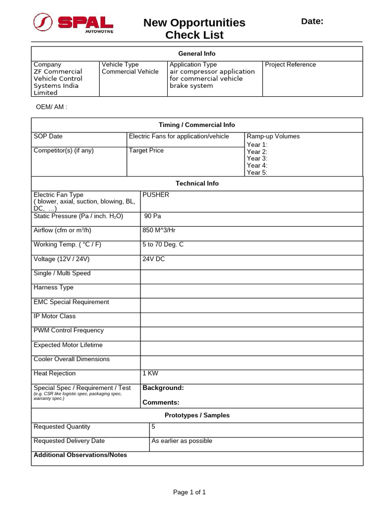 SPAL New Opportunities Check List | PDF