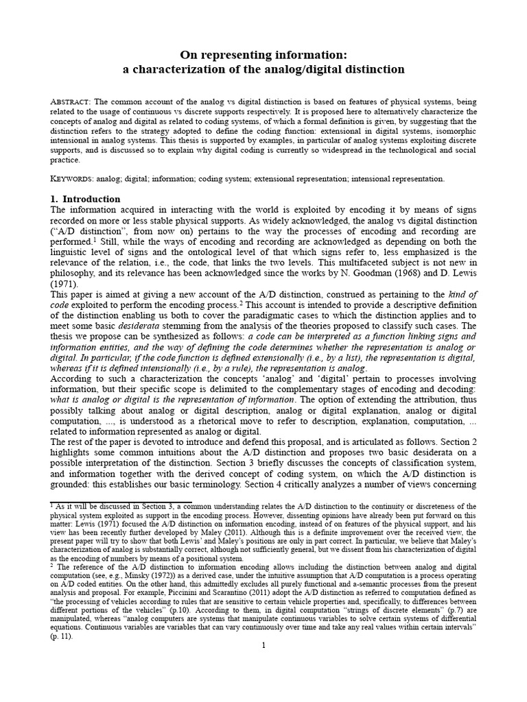 Digital Analog Distinction | PDF | Information | Code