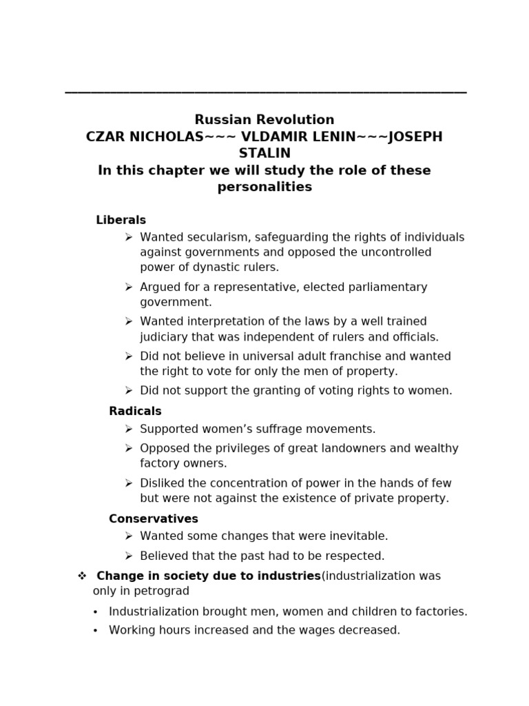 Russian Revolution Notes CHP 2 History Class 9 | PDF | Bolsheviks ...