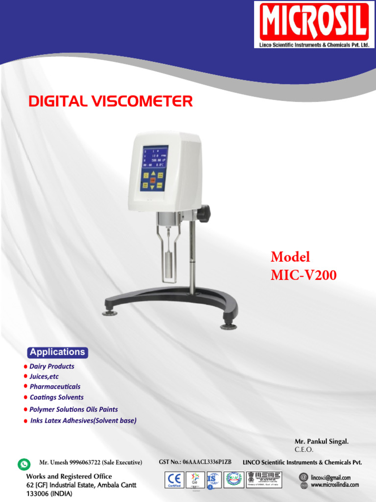 Digital Viscometer V200 | PDF