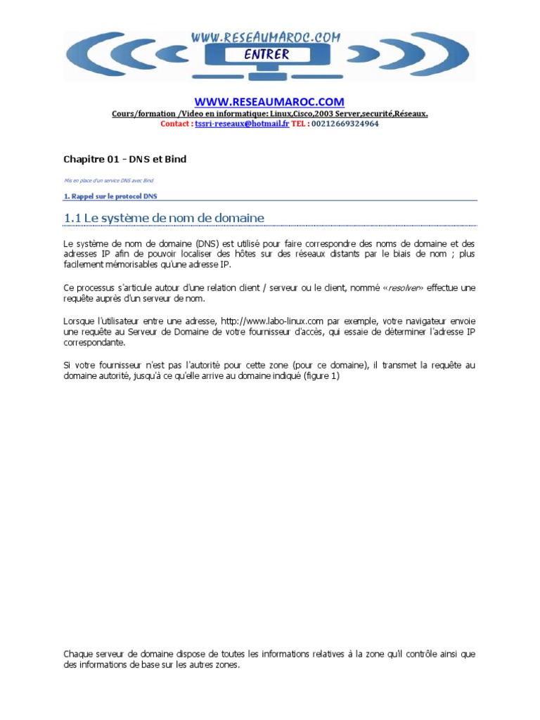 Installation et configuration de BIND sur Linux | PDF | Système de noms ...