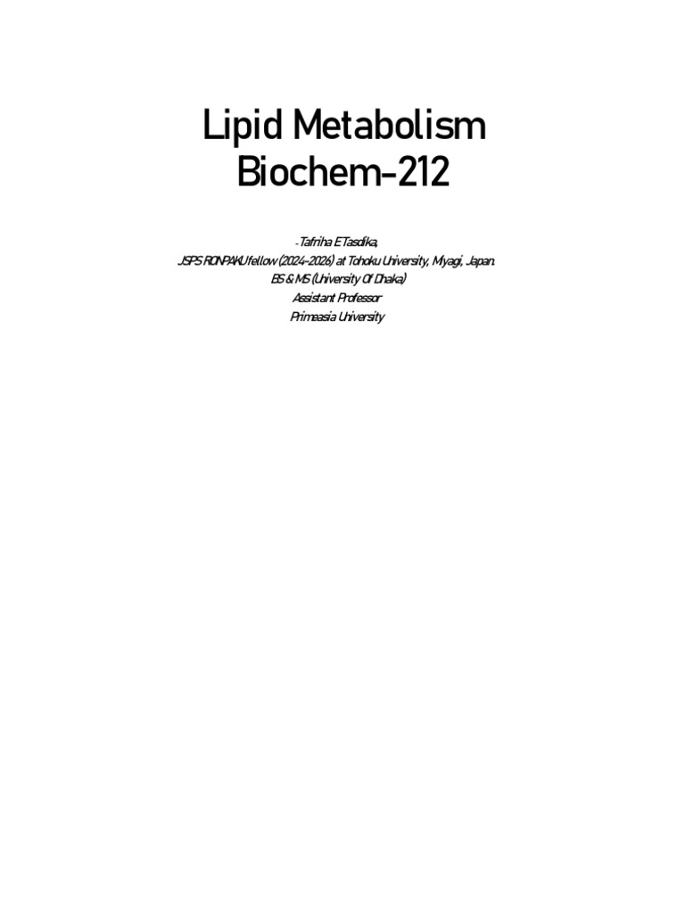 Lipid Metabolism (Lecture - 3) | PDF | Lipid | Fatty Acid