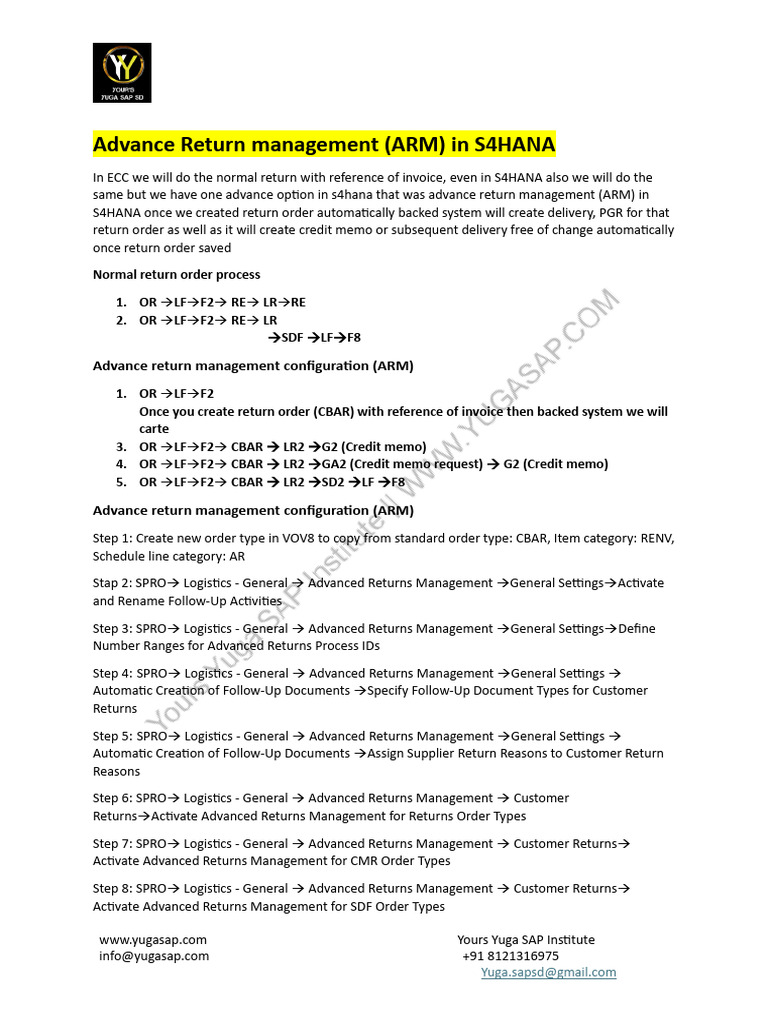 Advance Return in S4HANA | PDF