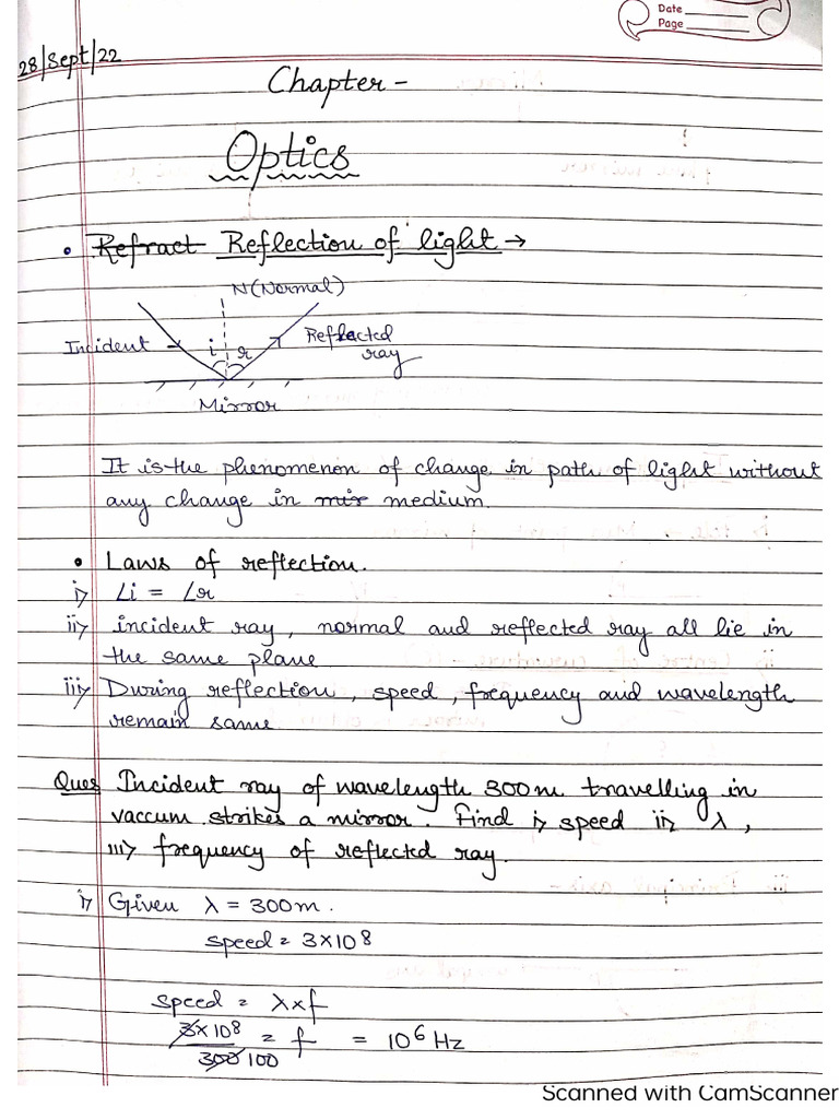 Ray Optics Notes | PDF