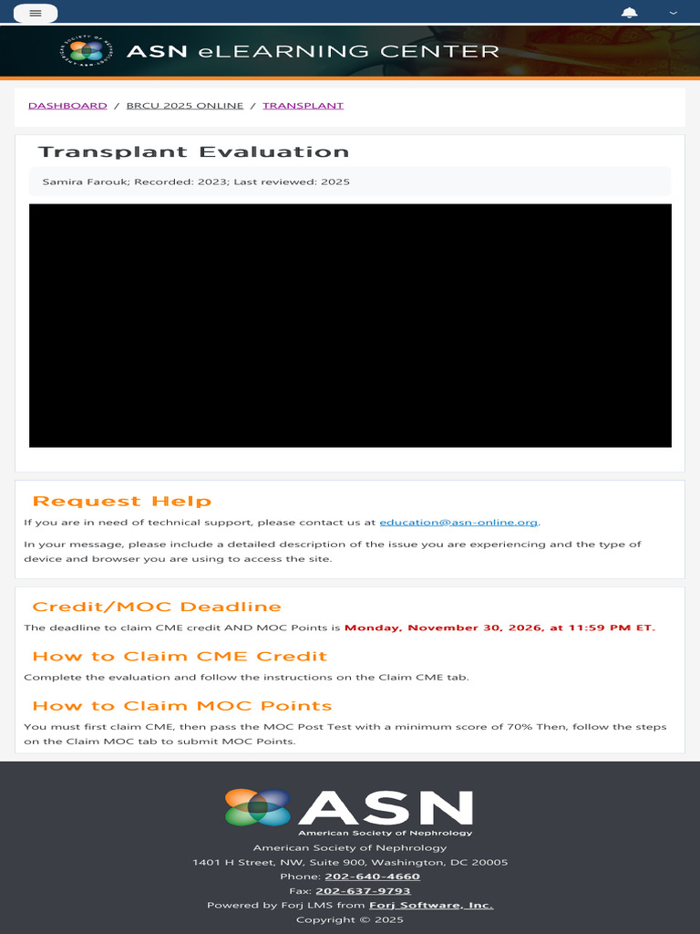 BRCU 2025 Online Transplant Evaluation ASN | PDF