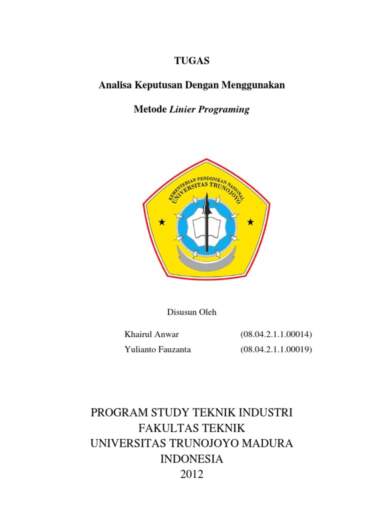 Contoh Soal Pengambilan Keputusan Menggunakan Linier