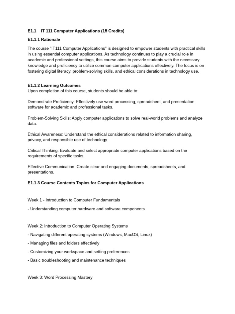 IT111 Computer Applications | PDF | Databases | Spreadsheet