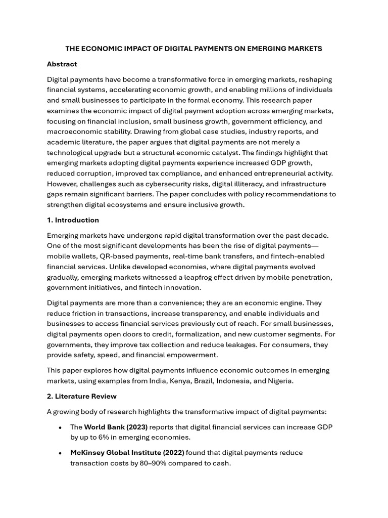 The Economic Impact of Digital Payments On Emerging Markets | PDF ...