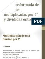 Transformada de Laplace de funciones multiplicadas y divididas por t