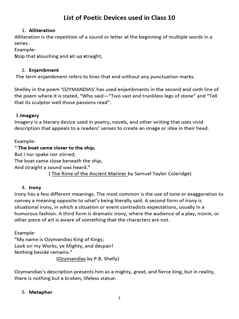 List of Poetic Devices - All Poems | PDF | Poetry