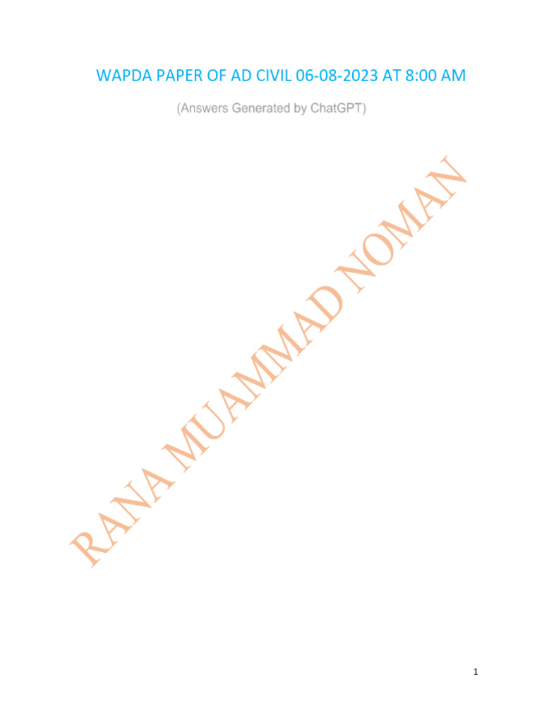 Wapda Computer Based Test | PDF | Concrete | Water