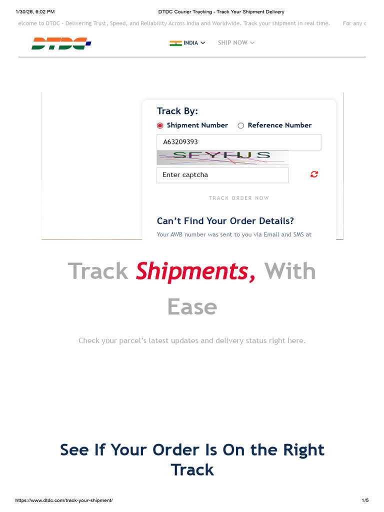 DTDC Courier Tracking - Track Your Shipment Delivery | PDF | Courier ...