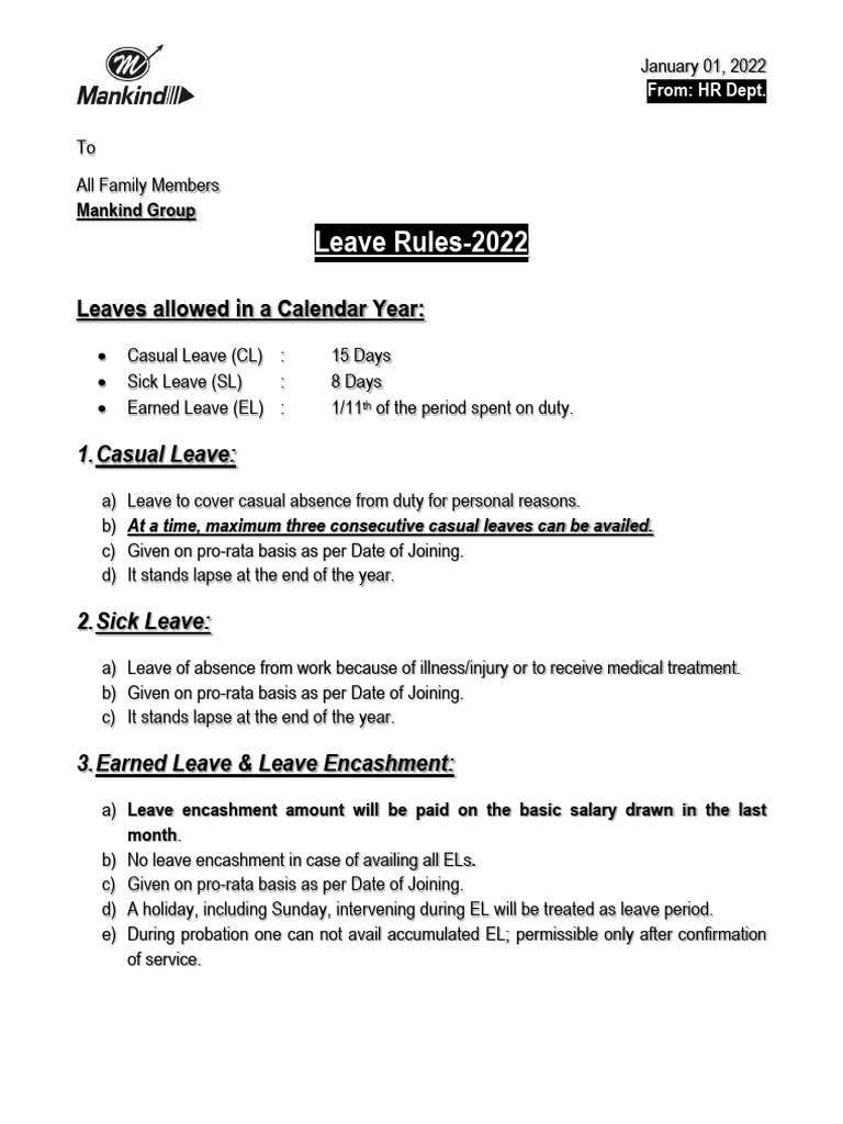 Leave Rules For Field Staff | PDF | Parental Leave | Miscarriage