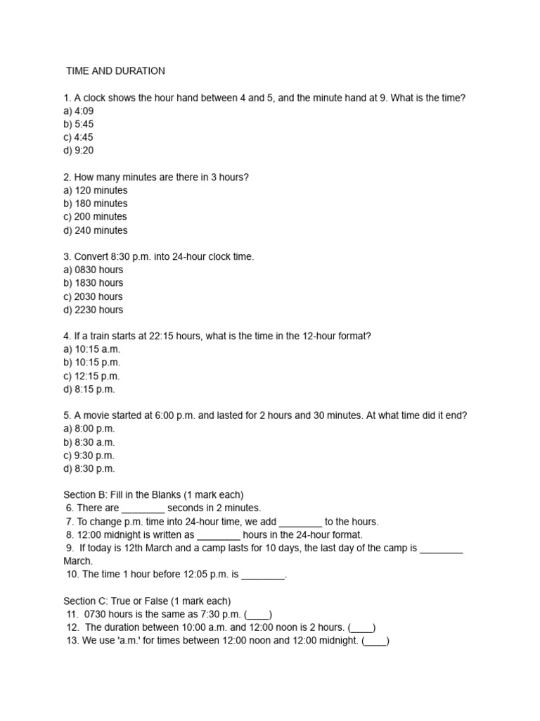 Time and Duration | PDF