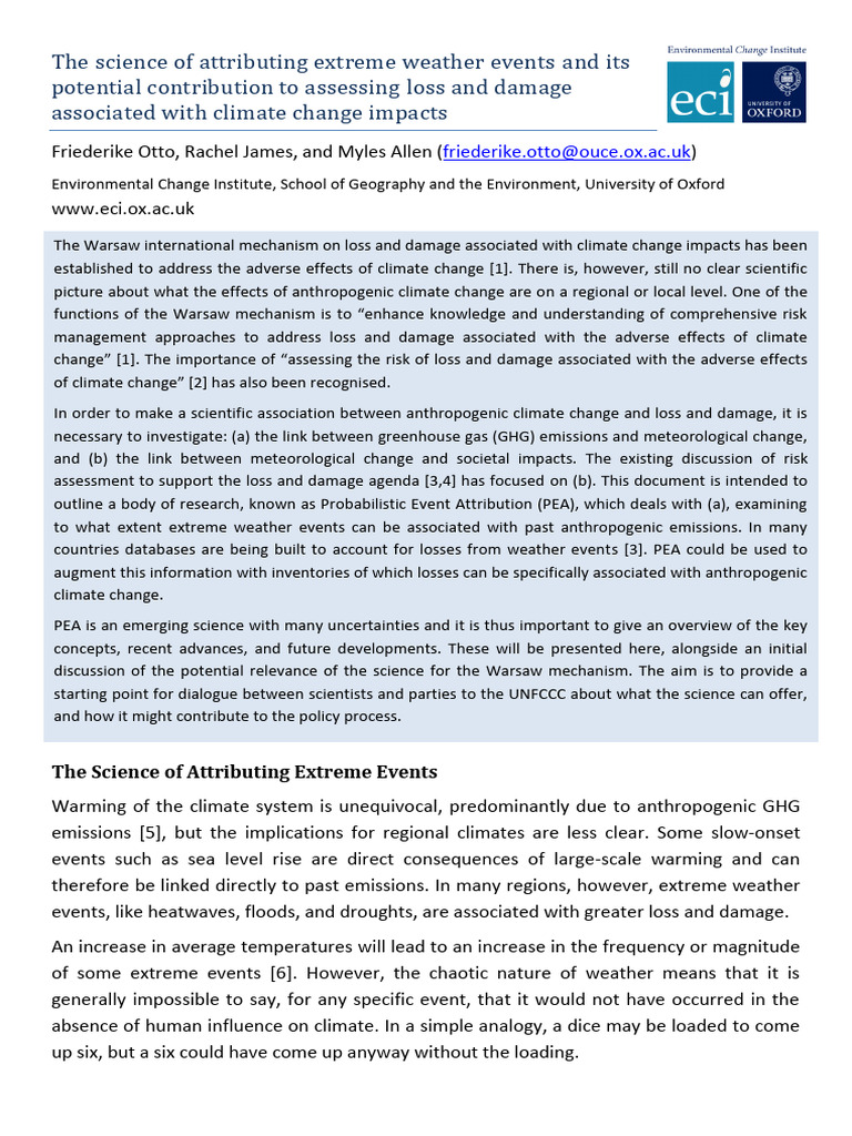 Attributing Extreme Events | PDF | Climate Change | Extreme Weather