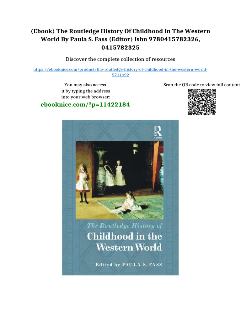 (Ebook) The Routledge History of Childhood in The Western World by ...