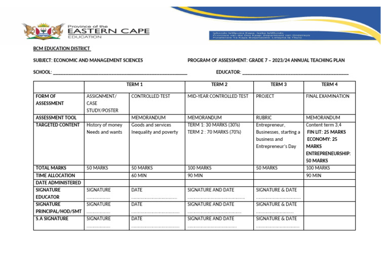 Grade 7 Program of Assessment 2026 | PDF