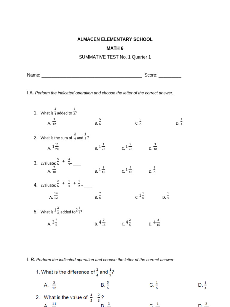 Grade 6 Summative Test in Math Modules 1-3 | PDF