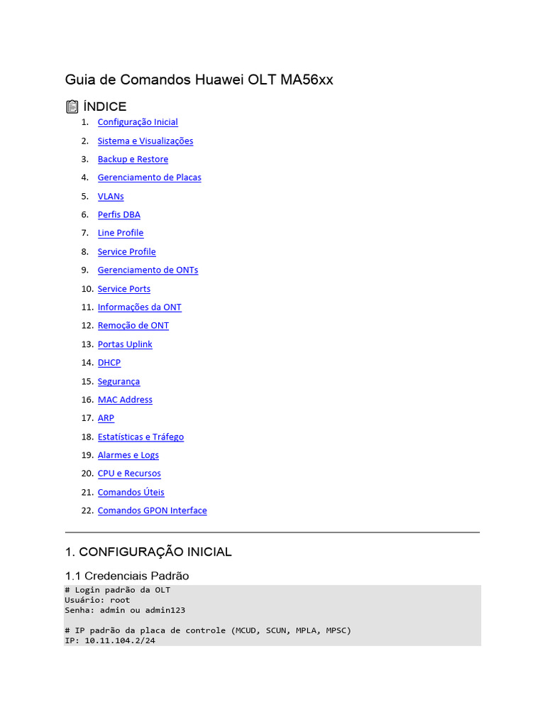 Huawei Olt Command Guide | PDF