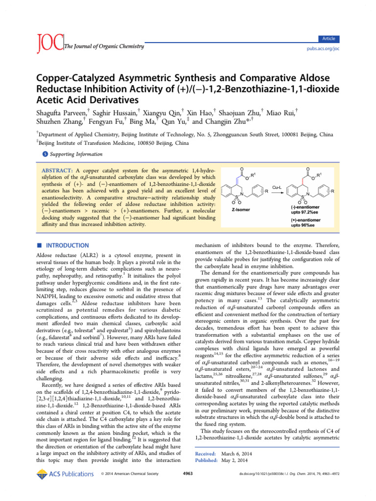 Copper-Catalyzed Asymmetric Synthesis and Comparative Aldose | PDF ...
