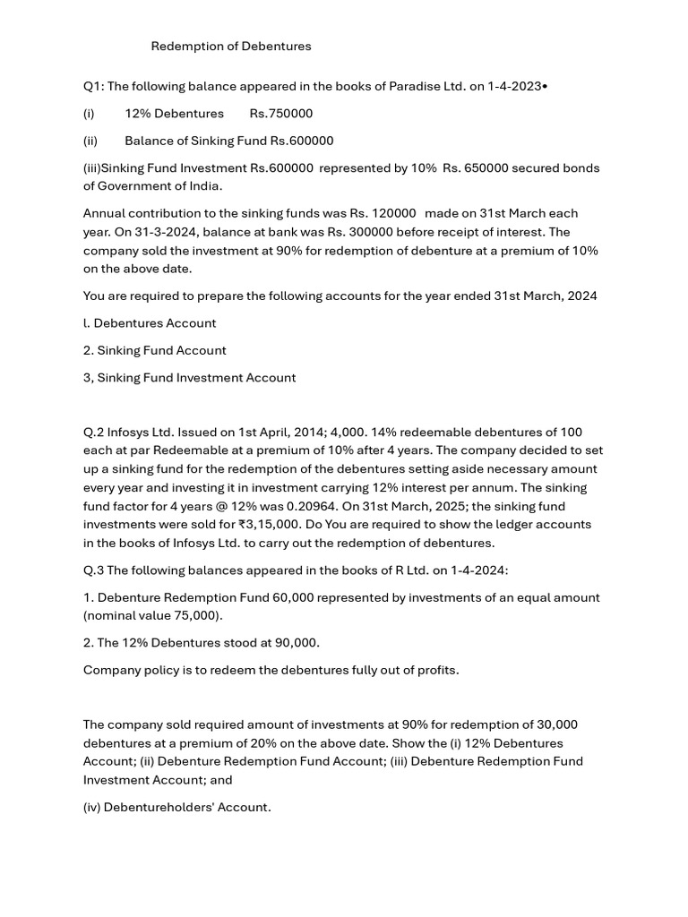 Redemption Debentures | PDF | Option (Finance) | Interest