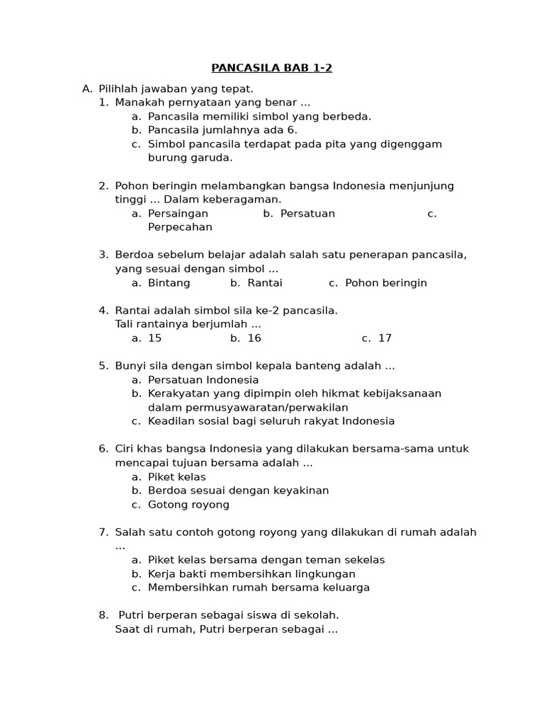 Sas 1-Pancasila Kelas 2 | PDF