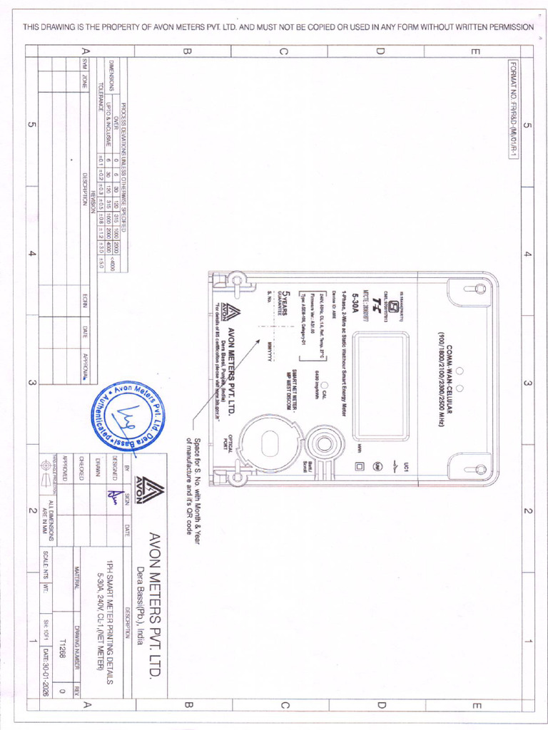 Drawings For Single Phase Meters | PDF