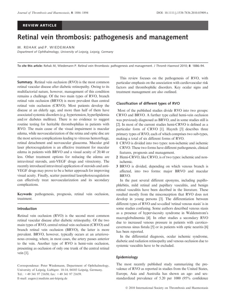 Rehak 2010 | PDF | Retina | Thrombosis