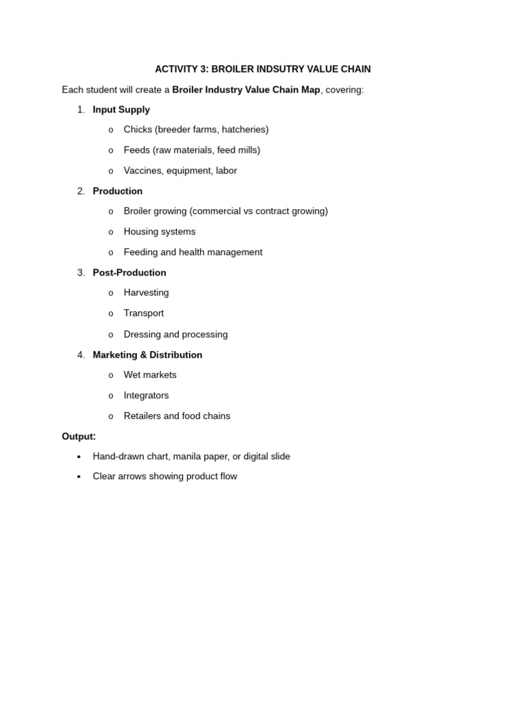 ACTIVITY 3 - Broiler Farm Value Chain | PDF