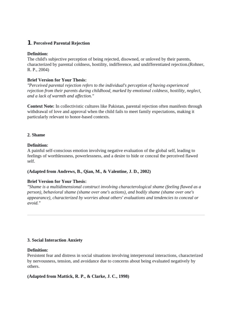 Parental Rejection | PDF | Shame | Anxiety