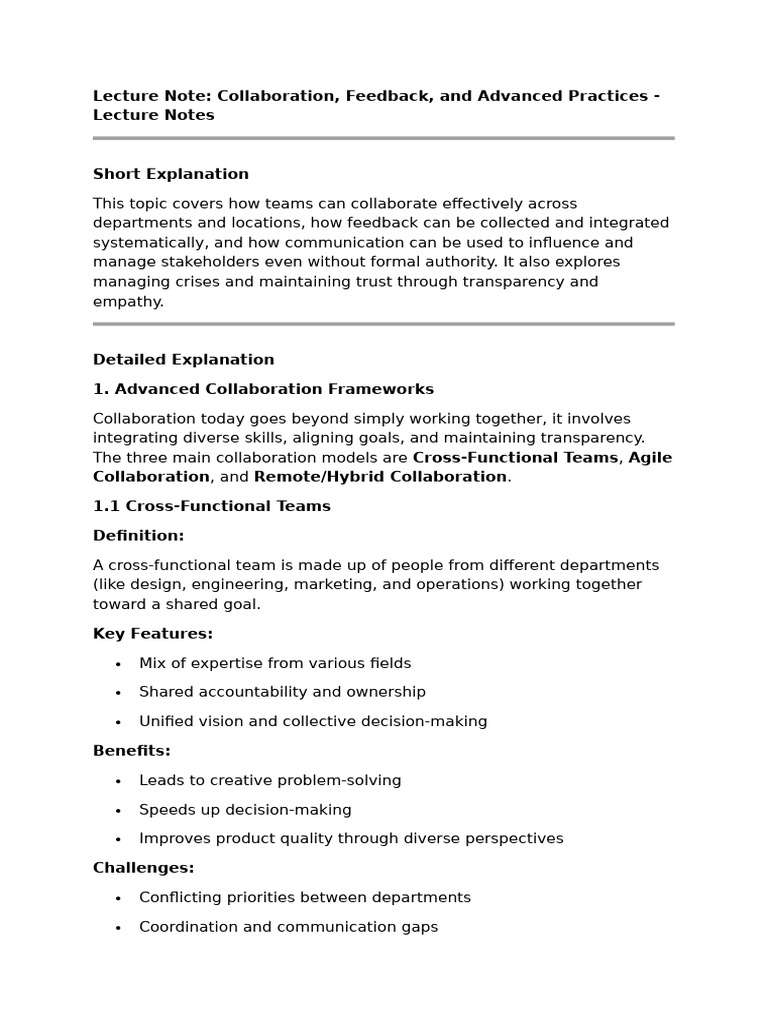 Lecture Note Collaboration, Feedback, and Advanced Practices-14 | PDF ...
