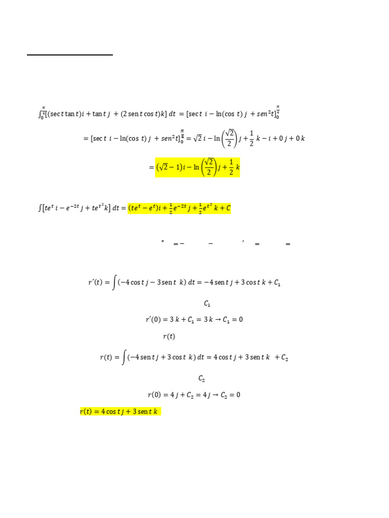 5 Integrales de Una Función Vectorial | PDF