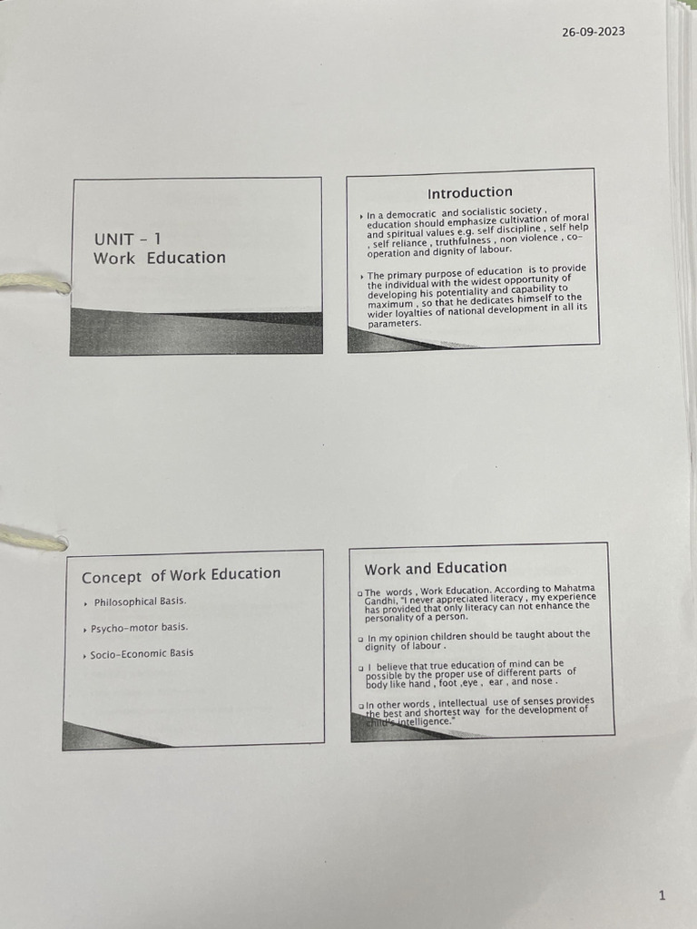 Unit - 1 Work Education | PDF | Behavioural Sciences | Psychology