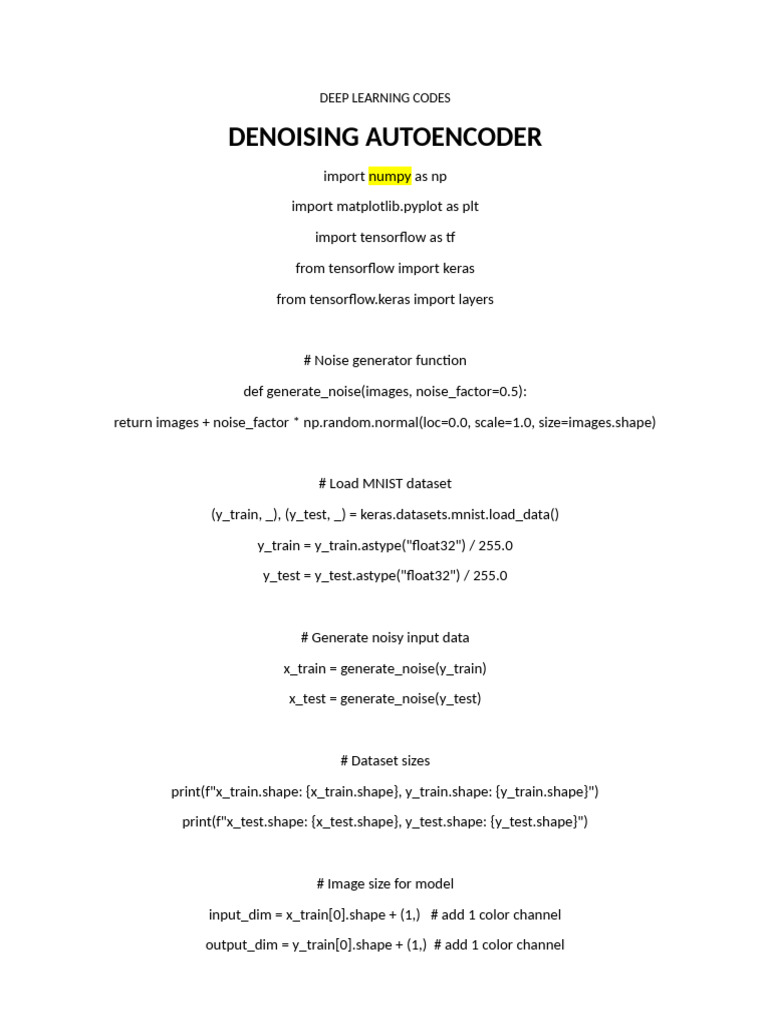 Deep Learning Codes For Revision of End Sem | PDF | Machine Learning ...