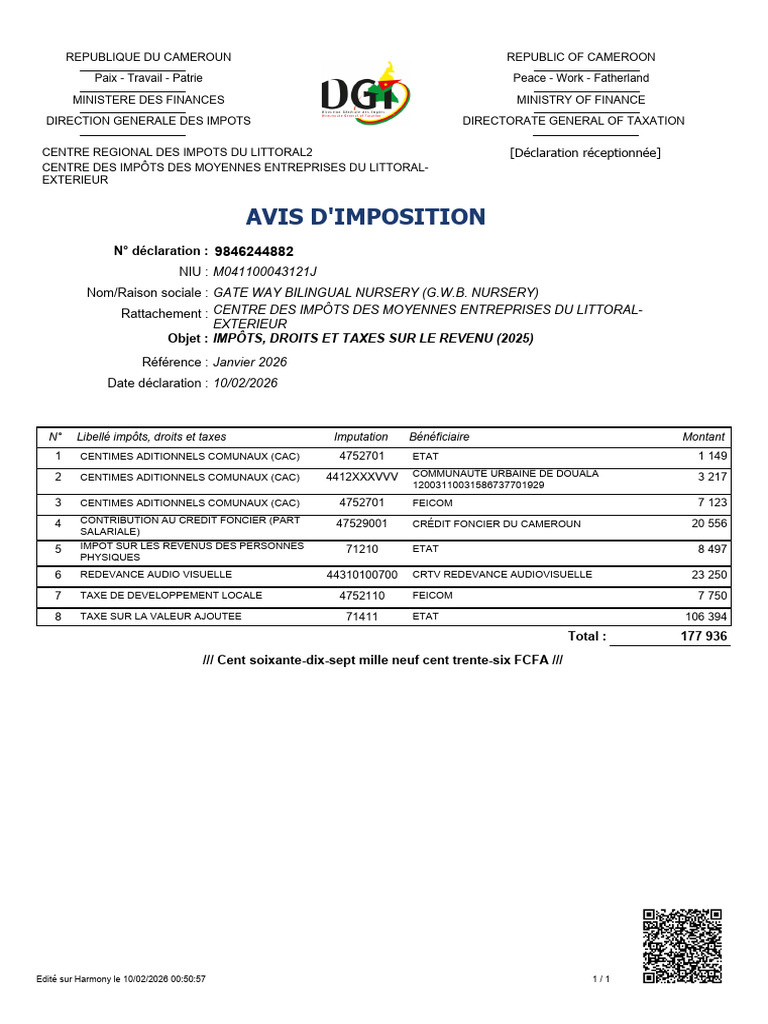 Avis Impot Gateway Janv 2026 PDF Imp ts Imp t Sur Le Revenu
