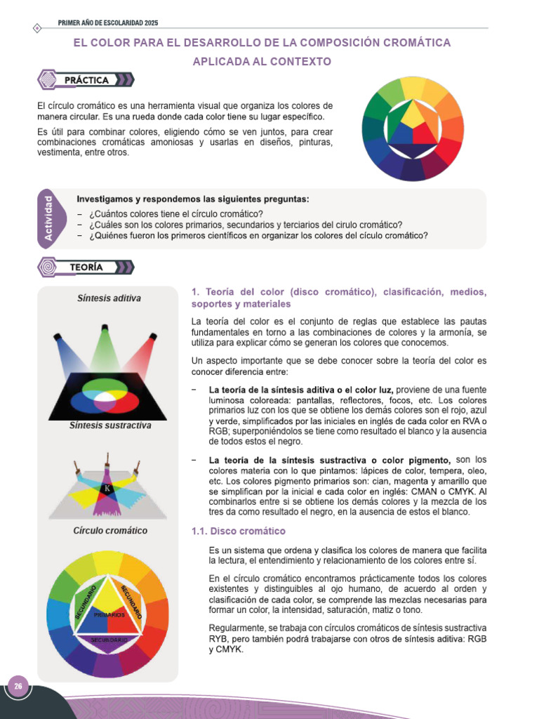 Tema 1ro Sec Circulo Cromatico | PDF