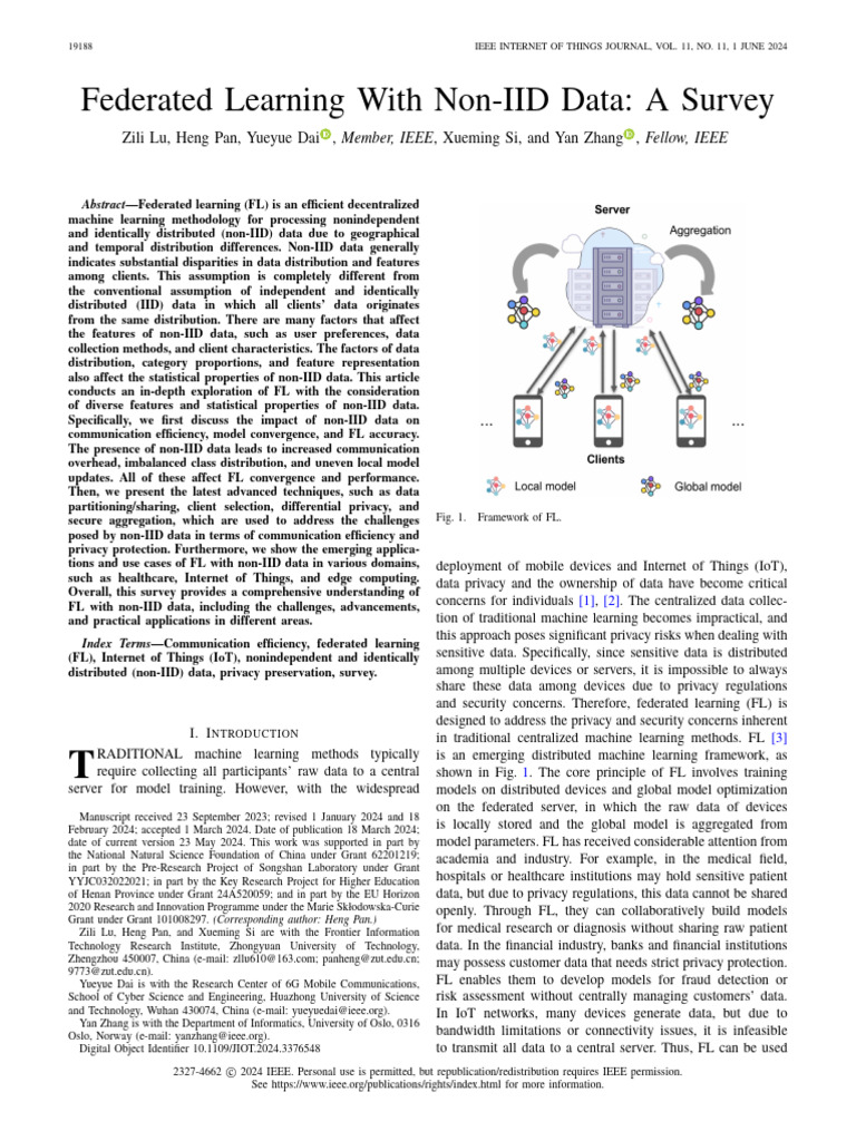 (2024) Federated Learning With Non-IID Data A Survey | PDF | Internet ...