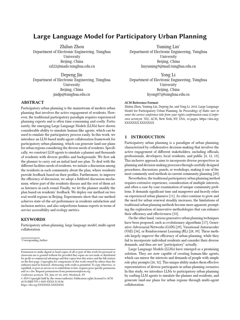 Large Language Model For Participatory Urban Planning | PDF | Urban ...