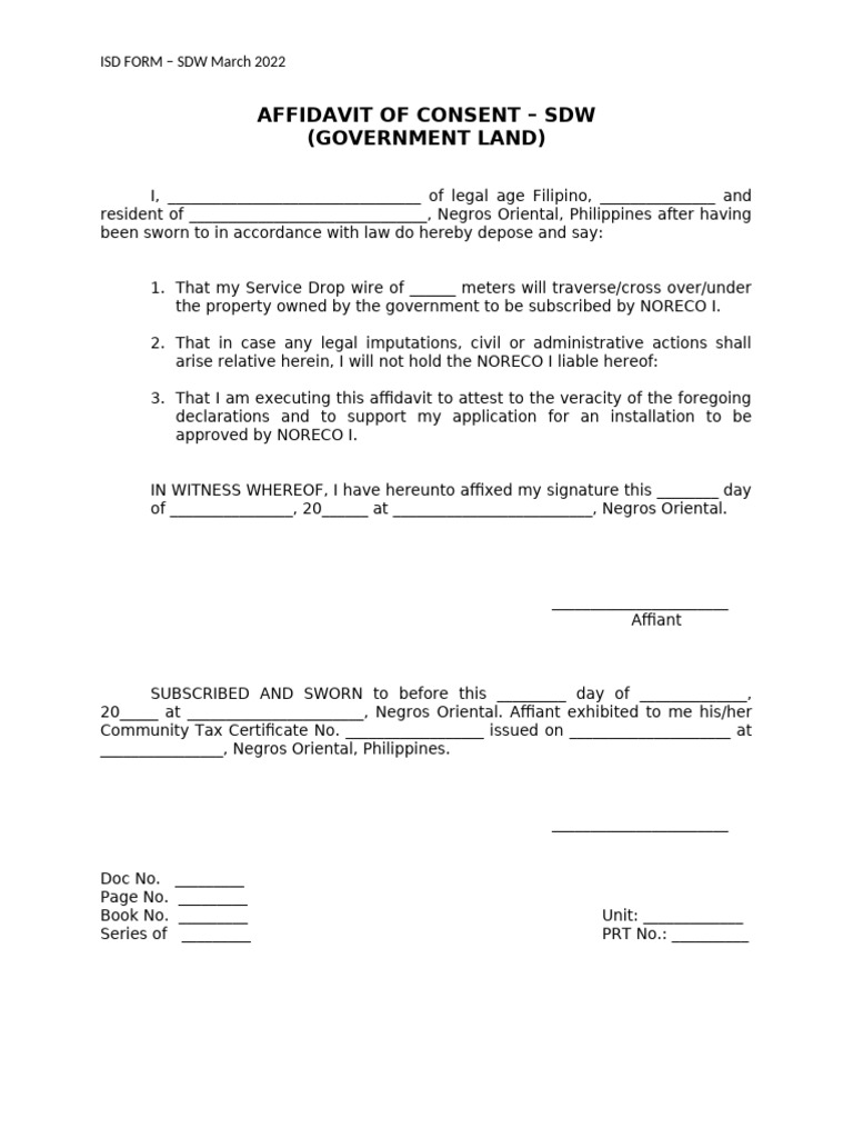 Affidavit of Consent SD Wire Government | PDF