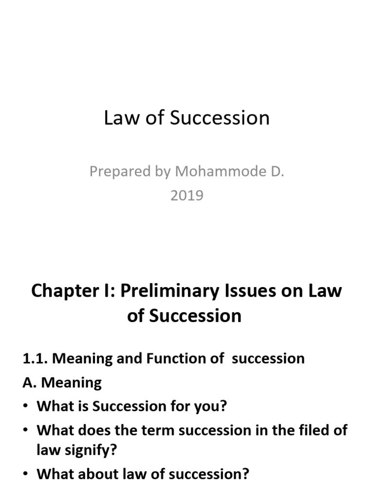 Succession Note by Muhamod D. | PDF | Will And Testament | Intestacy