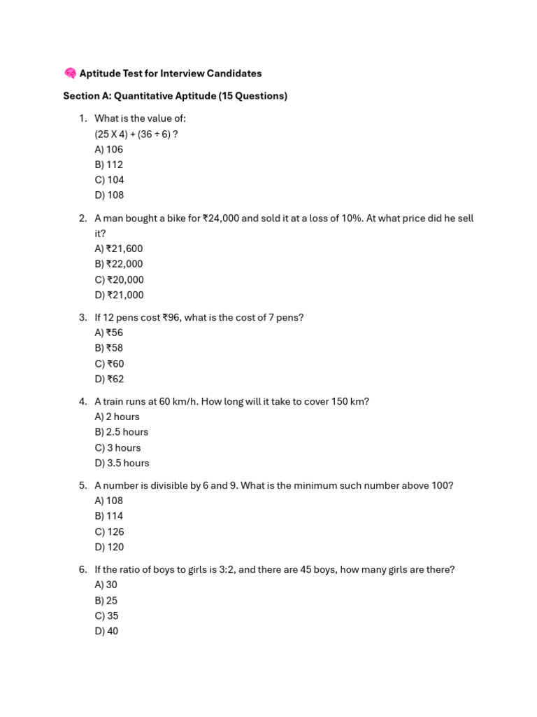 Aptitiude Test For Interview | PDF | Linguistics | Languages