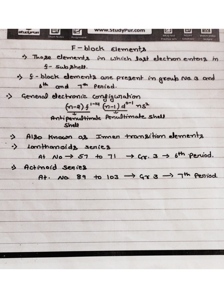 F Block Elements | PDF